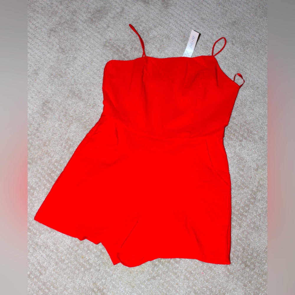 Red romper with pockets